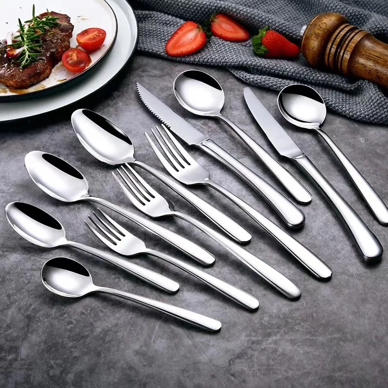 Stainless Steel Western Cutlery Adult Children Steak Knife Table Fork Spoon Silverware Portable Tableware for Camping Dinnerware