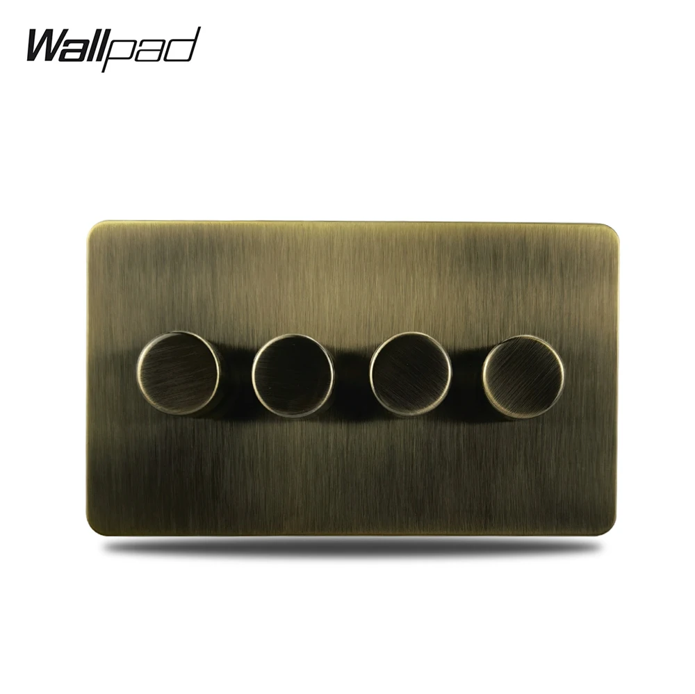 Antiek bronzen stalen plaat wandschakelaar retro schakelaar, 2-weg dimmer 1-4 gangen, EU-standaard stopcontact