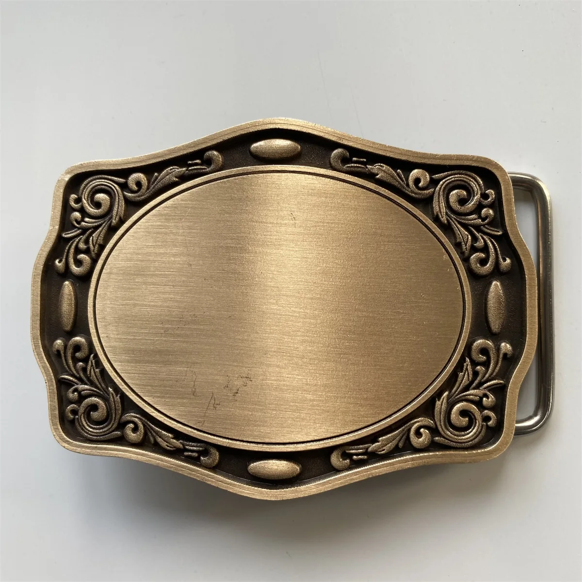 Antique Brushed Bronze Plated Western Flowers Trims Custom Blank Belt Buckle BUCKLE-T091AB Free Shipping