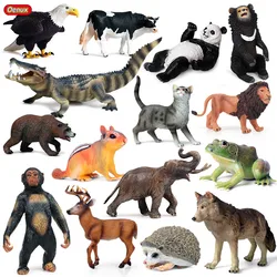 Oenux Original Wild Lion Tiger Deer Bear Wolf Simulation Animals Cat Cow Eagle Orangutan Action Figure Model PVC Educational Toy