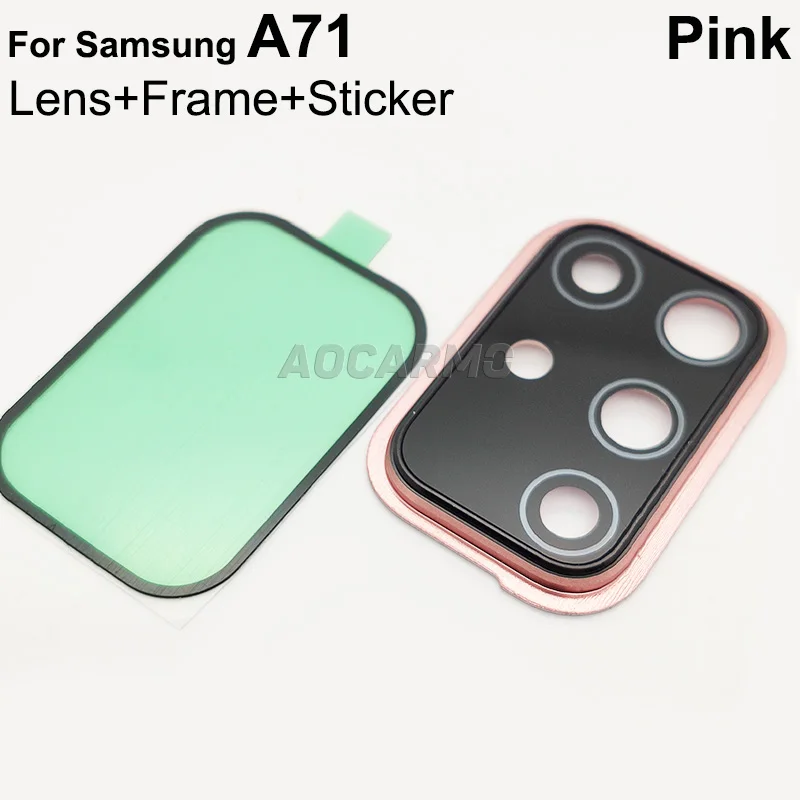 Aocarmo Back Rear Camera Lens Glass With Frame Holder Ring Adhesive Sticker For Samsung Galaxy A51 A71 SM-A7160 SM-A5160