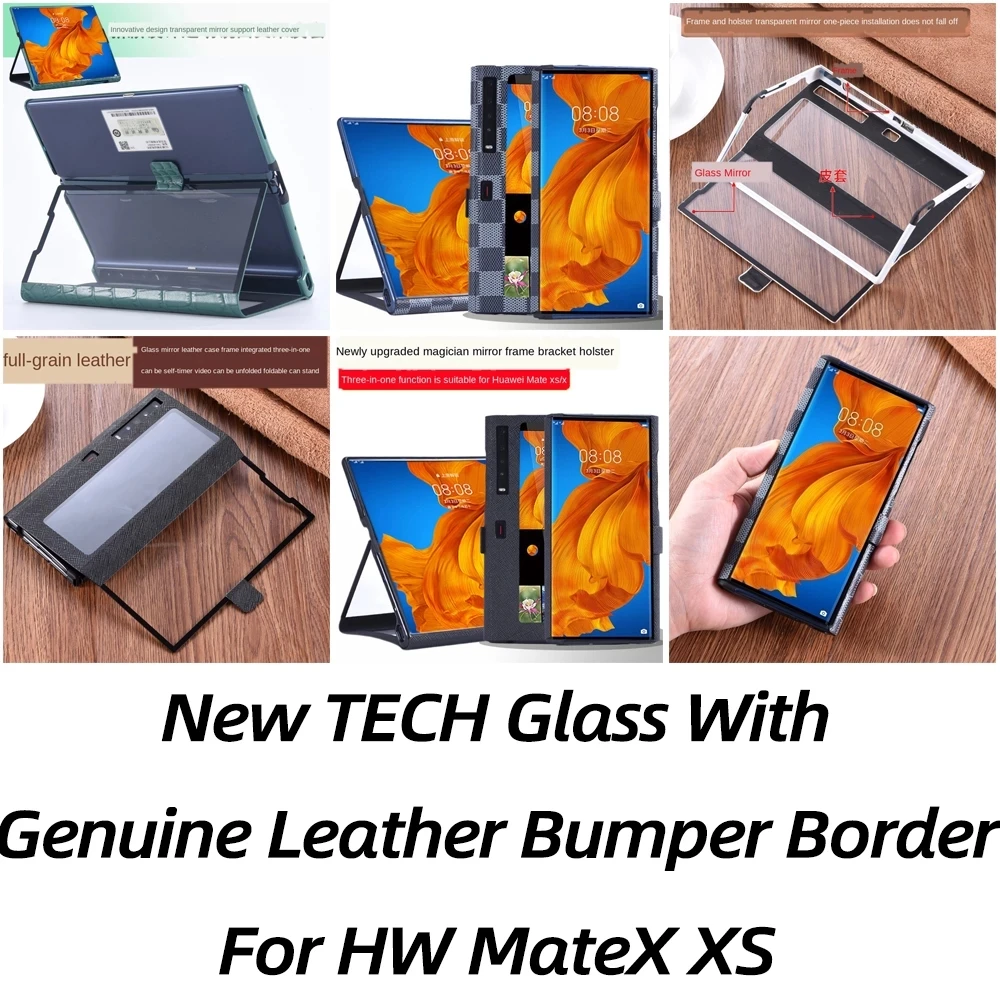 Huawei Mate Xs Case New TECH Glass With Leather Matex Shell Kickstand High Quality 5g Foldable All-inclusive Folded Screen Cover