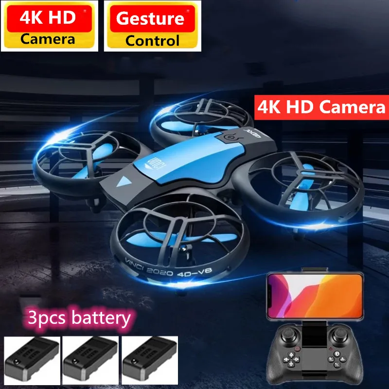 4K RC Helicopter With 4K HD Camera Phone Control Quadcopter RC Drone Headless One Key Return 360 degree Flips LED Lights Aircraf