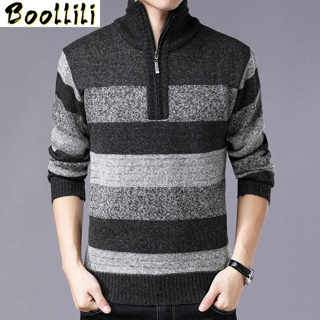 

Winter Striped Autumn Men'S Sweater 2023 Long Sleeves Turtleneck Solid Color Casual Slim Fit Brand Knitted Pullovers