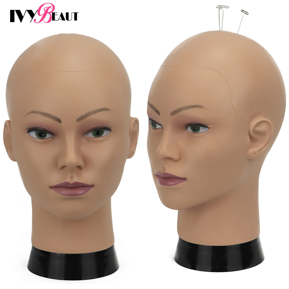 Female Big Size Bald Mannequin Training Head 22inch Without Hair Cosmetology Practice Manikin Head For Hair Styling Wigs Making