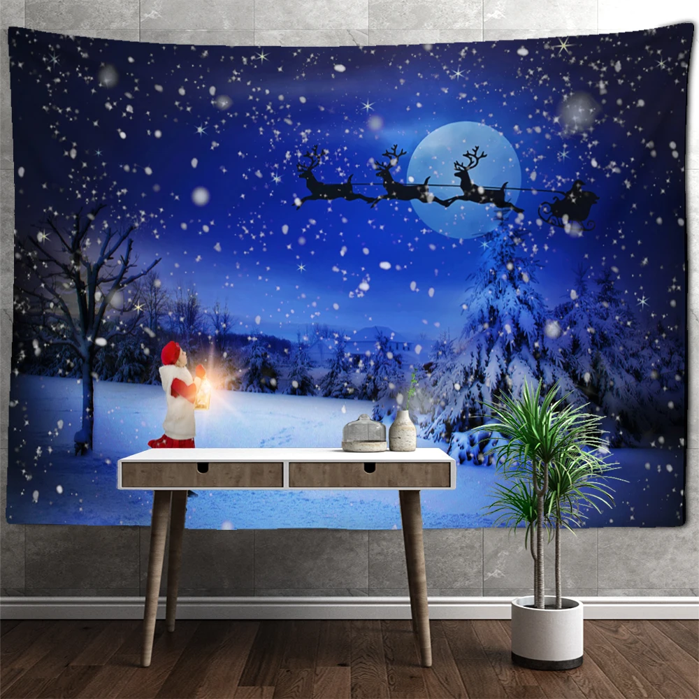 Christmas Snowy Night Series Tapestry Wall Mount Bohemian Witchcraft Dormitory Living Room Home Decor