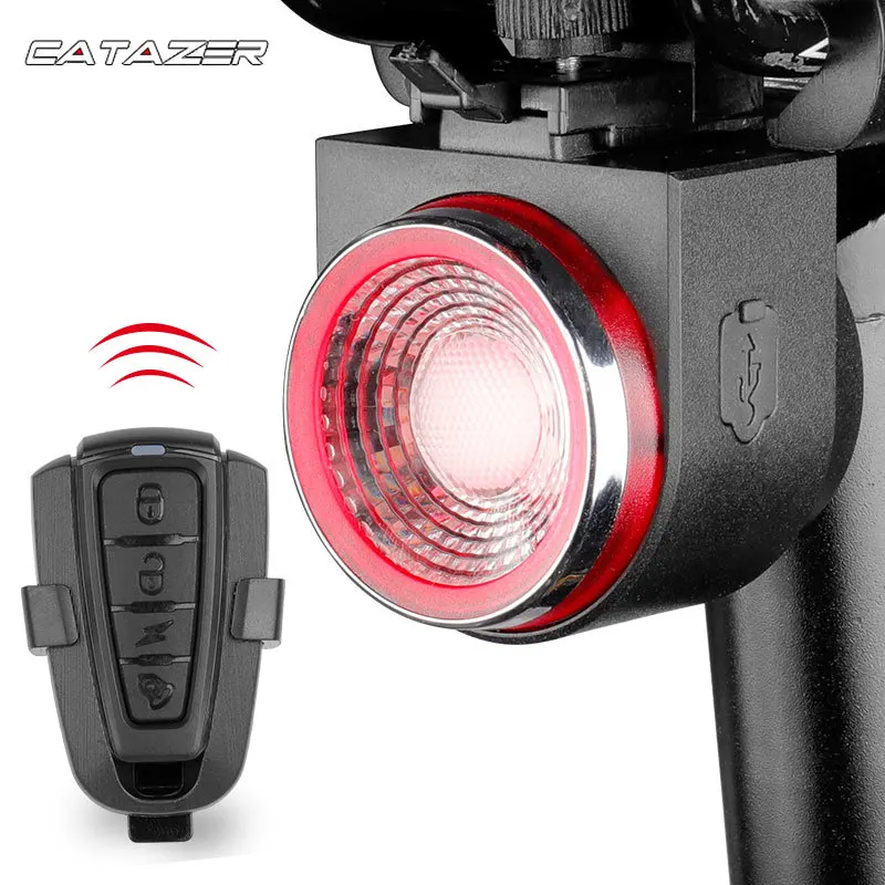 Bicycle Rear Light Burglary Alarm Remote Call Wireless Control USB Charge LED Lantern Bike Finder Horn 20-40Hrs