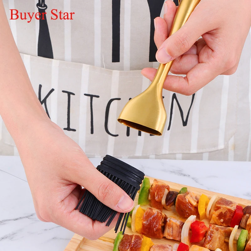 Gold Oil Brushes Stainless Steel Barbecue Silicone brush Pastry Brushes BBQ Cake Pastry Cooking ware Kitchen Gadgets