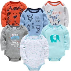 Kavkas 3 6 PCS/SET Baby Bodysuit 100% Cotton body bebe Girl Boy Clothes Cartoon Print Long Sleeve Autumn Winter Clothing