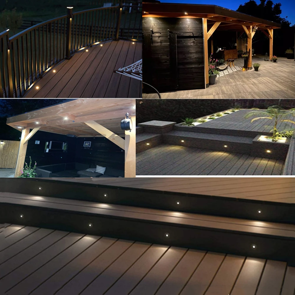 18pcs LED Deck Lamp IP67 Waterproof Underground Lamp 12V Recessed Landscape Spotlight Garden Pathway Step Deck Light with Driver