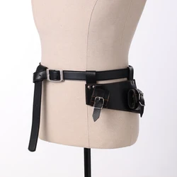 1/2/3 Black PU Leather Two-Buckle Sword Frog Holster with Belt Rapier Scabbard Holder Medieval Cosplay