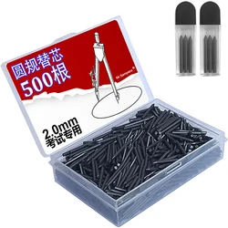 500Pcs/Box COMPASS LEAD REFILLS 2mm 2B HB Black 2.0mm drawing draft Black pencil sharpener Metal COMPASS