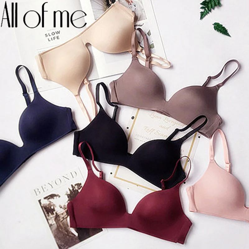 1Pcs One Cup Women Seamless Smooth Bra Sexy Underwear Push Up Bralette Female Brassiere Intimate Lingerie Solid Color Wirefree