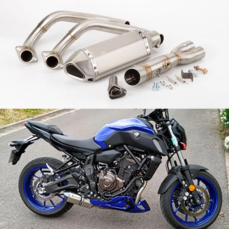 Full Exhaust System Link  Mid Pipe 304 Stainless Steel For MT-07 FZ-07  2014-2018  XSR700 FZ07 MT MT07 Slip on