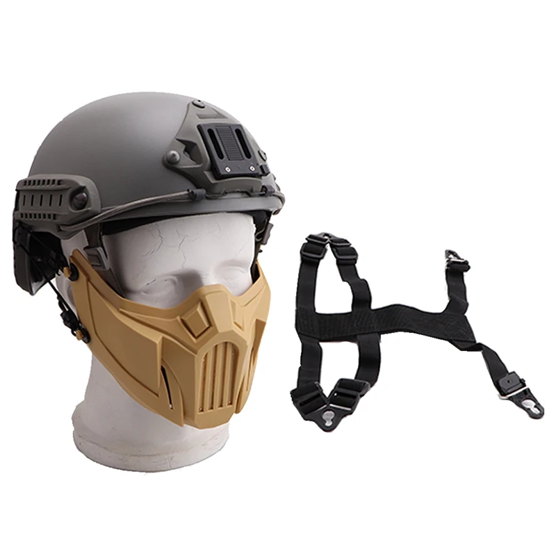 Tactical Half Face Mask Hunting Protective Guard Mask Cover Soft Detachable Shock Resistant Airsoft Ear protection Face mask