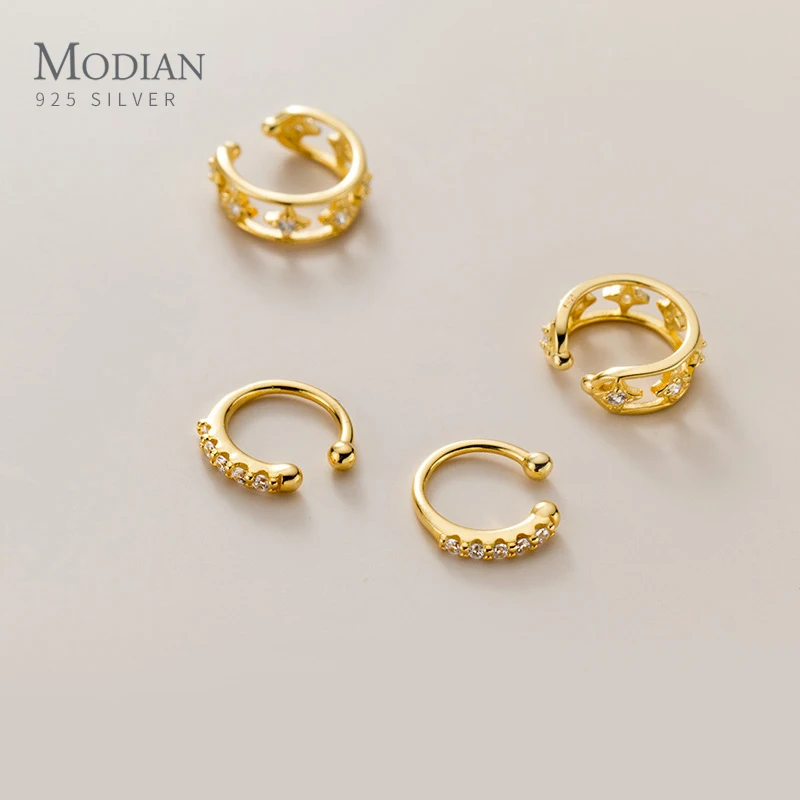 

Modian Luminous Zircon C Shape Asymmetry Hight Quality 925 Sterling Silver Clips Earring for Women Luxury Earring Fine Jewelry