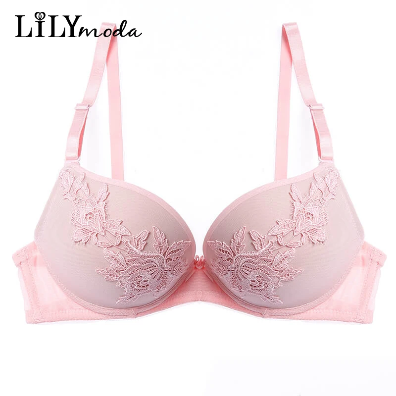 

Бюстгальтер женский с цветочной вышивкой, мягкий пикантный бюстгальтер с чашкой пуш-ап 2018, нижнее белье, 3/4