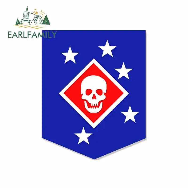 EARLFAMILY 13cm Funny Car Stickers Auto Decals Laptop Bumper Funny Sticker for Marine Cops Marsoc Raiders Skull Stars