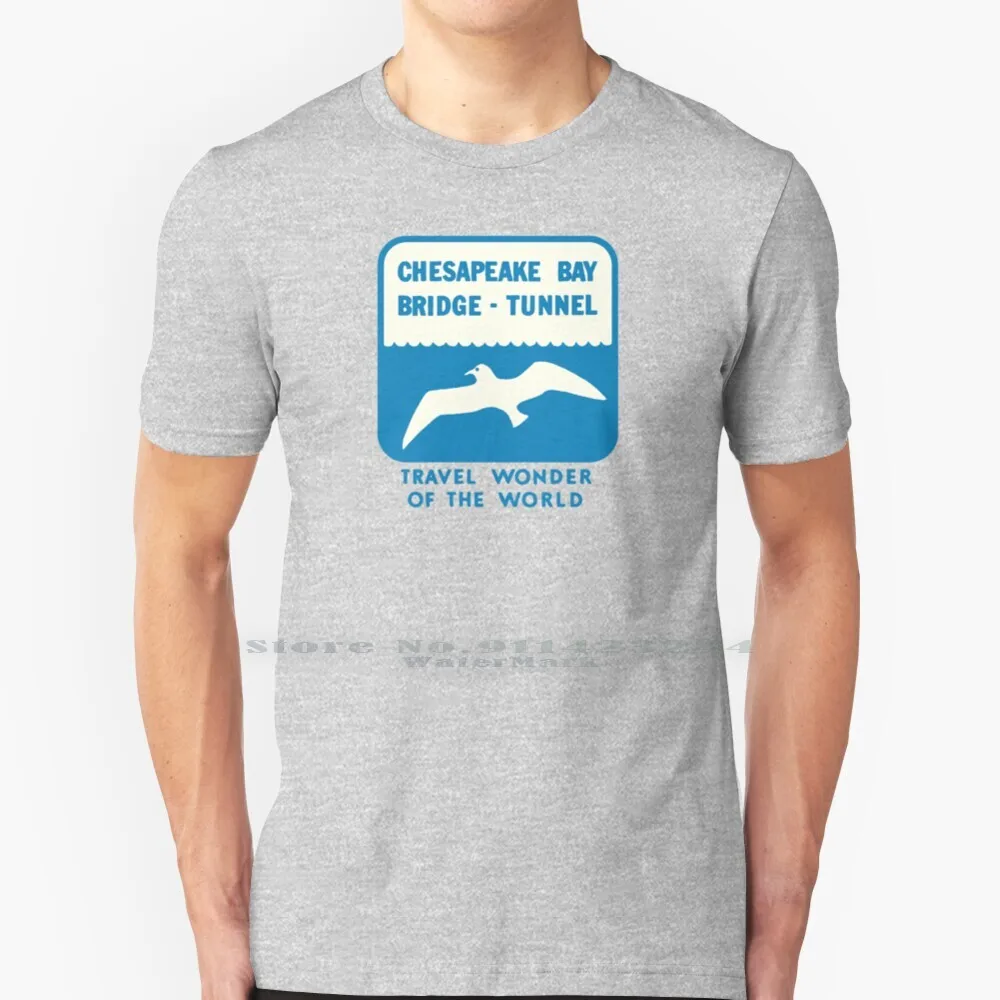 Chesapeake Bay Bridge Tunnel Vintage Travel Decal 100% Cotton T Shirt Chesapeake Bay Bridge Tunnel Vintage Travel Virginia