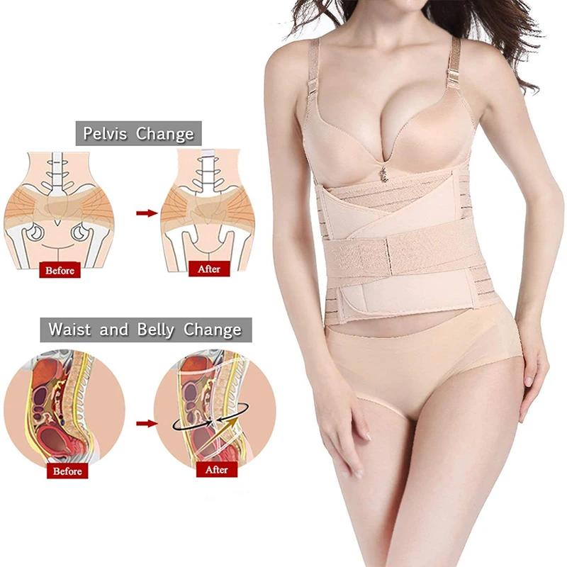 3 in 1 Postpartum Belly Belt Tummy Band Girdles Corset Body Shaper Strap Postnatal C-Section Waist Trainer Pelvis Wrap Shapewear