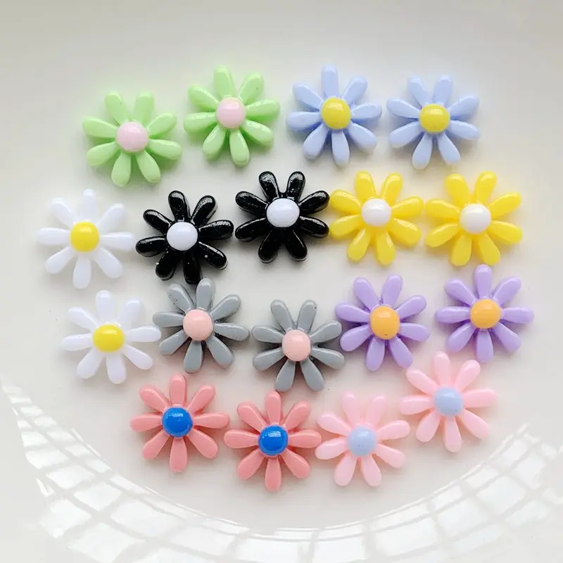 50PCS 12MM  3D resin flower decoration handicraft flat back scrapbook DIY earrings necklace jewelry accessories handicraft