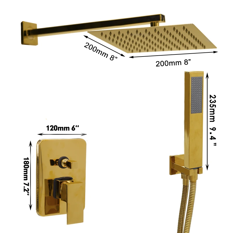 Imagem -02 - Monitor de Chuveiro com Ducha de Parede Conjunto de Chuveiro Montado Paredes de Bronze e Ouro com Ajuste de Altura para Banheiro e Banheira