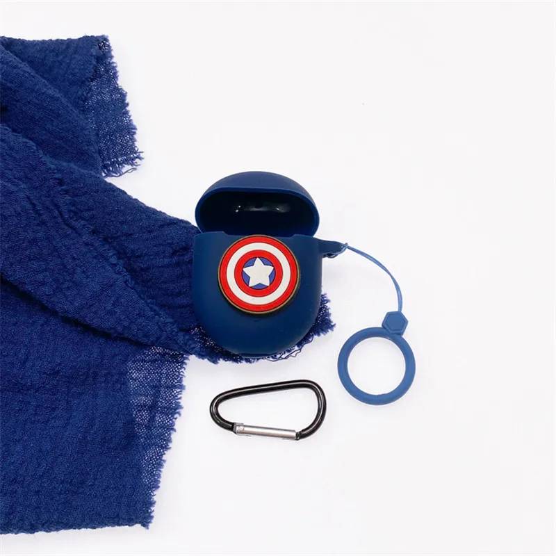 Cartoon Marvel Earphone Case For Xiaomi Redmi Airdots 3 Pro Silicone Wireless Bluetooth Headphone Protective Cover With Hook