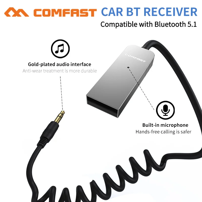 

Aux Bluetooth Adapter 3.5mm Jack Aux BT5.1 USB Dongle Receiver Auxiliar Bluetooth For Car Speaker Audio Music Transmitter