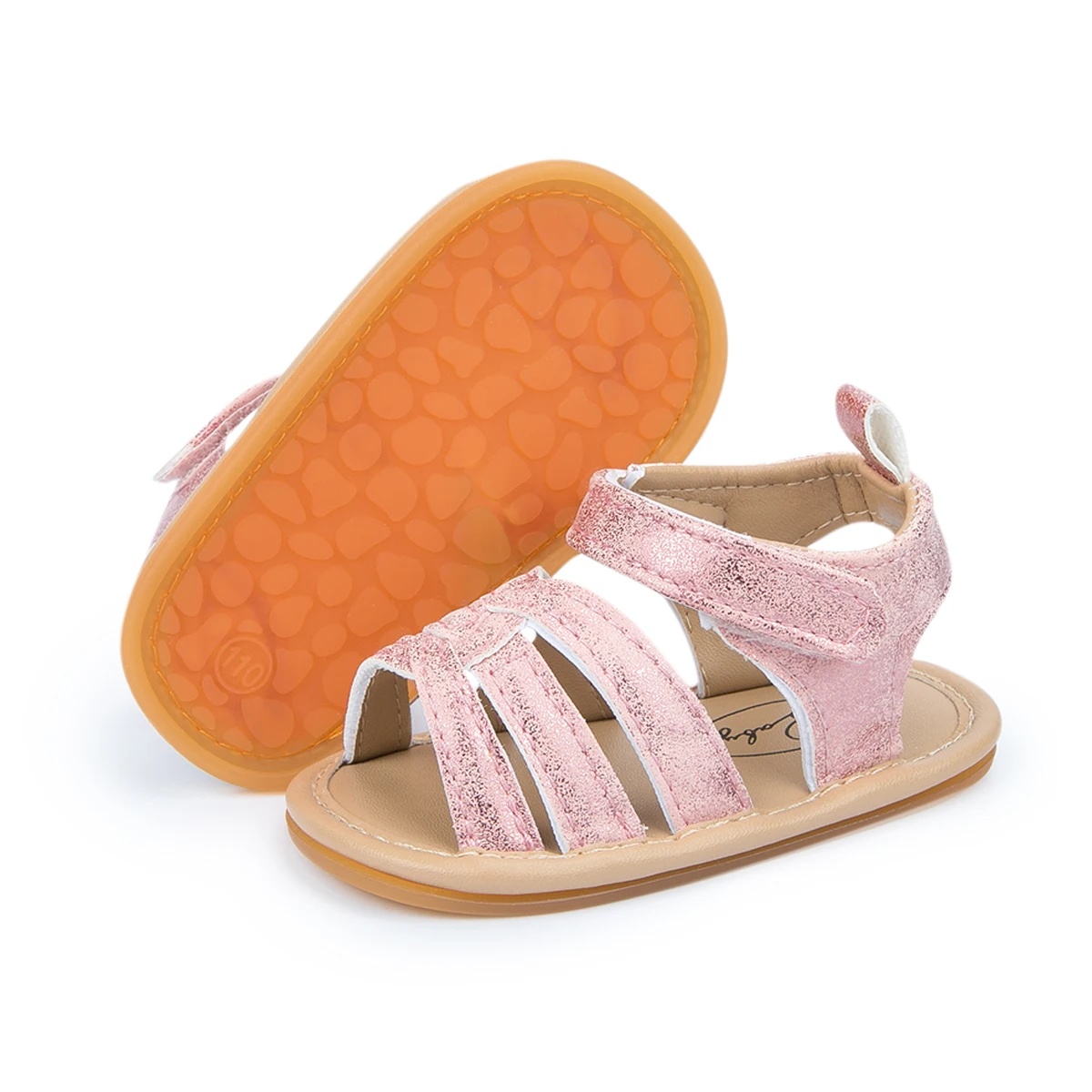 

Baby Girl Sandals utdoor Hook-Loop Flat Rubber Sole Anti-slip Toddler First Walkers Cute Summer Crib Shoes