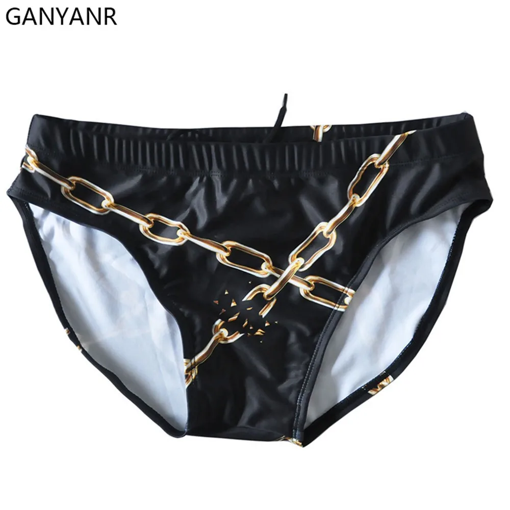 Ganyanr short masculino de natação sexy, roupa de banho para homens, biquíni gay, bolsa peniana de nylon, moda praia para piscina baixa