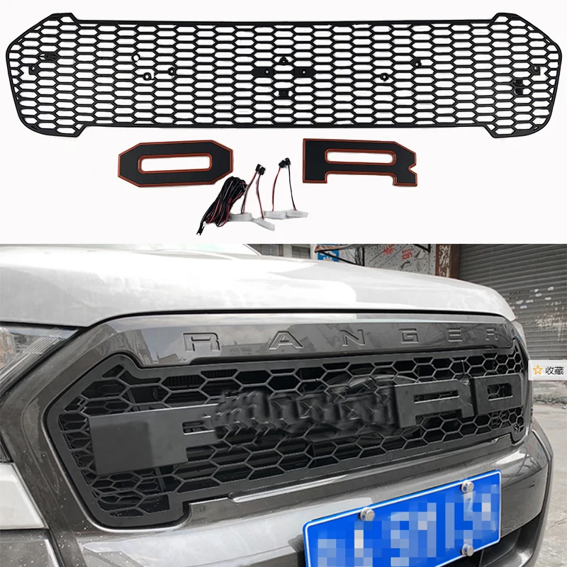 

Fit for RANGER 2018-2019 T8 Racing Grille Modified Grill Front Bumper Mesh WILDTRAK Pickup with led