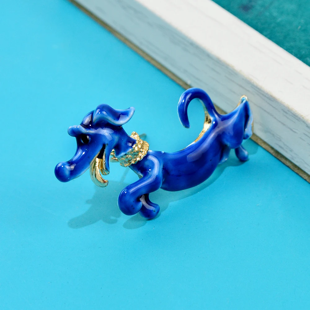 CINDY XIANG Enamel Dachshund Dog Brooch Animal Pin 2 Colors Available Alloy Material Women And Men Jewelry