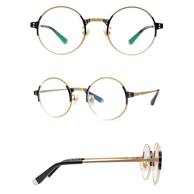 Belight Optical New Arrival Titanium with Acetate Frame Men Round Design Prescription Eyeglasses Retro Frame Eyewear S3068