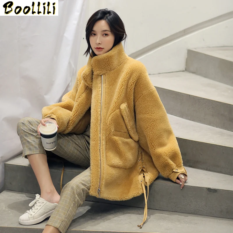 

Sheep Shearing Boollili Real Fur Coat 100% Wool Jacket Women Autumn Winter Coat Women Clothes 2023 Korean Fashion Fur Top