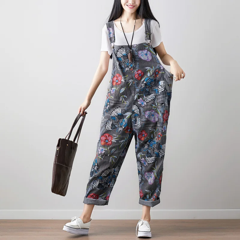 Max LuLu Korean New Fashion Style Summer Womens Vintage Printed Overalls Ladies Casual Denim Pants Female Punk Ripped Trousers