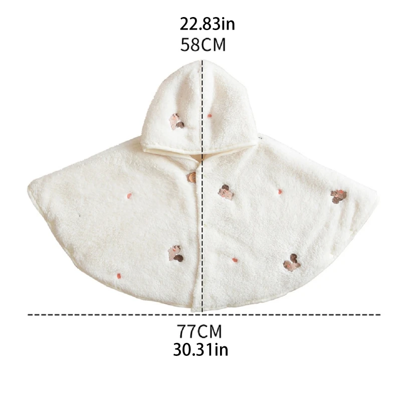 2024 New Baby Toddler Embroidery Hooded Poncho Cape Cloak Jacket Coat Winter Warm Outfit Outwear Clothes for Newborn