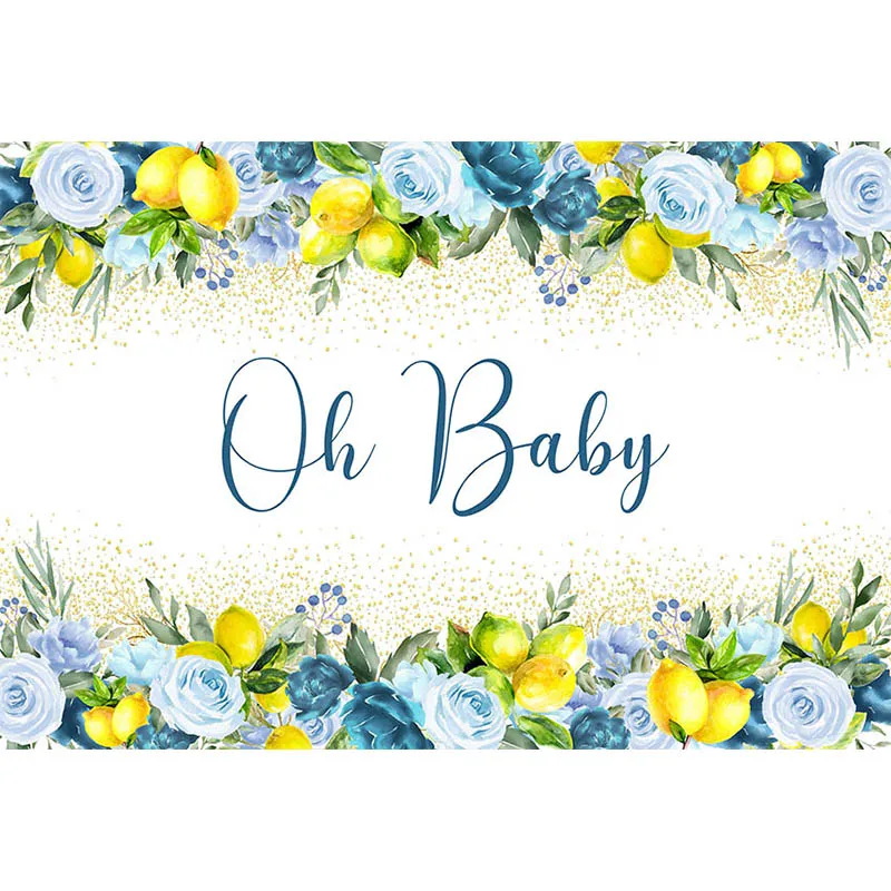 Avezano-cenários do chuveiro do bebê, flores azuis, limão, Oh pontos dourados, brilhante fotografia recém-nascido fundo, adereços estúdio de fotografia, Photozone