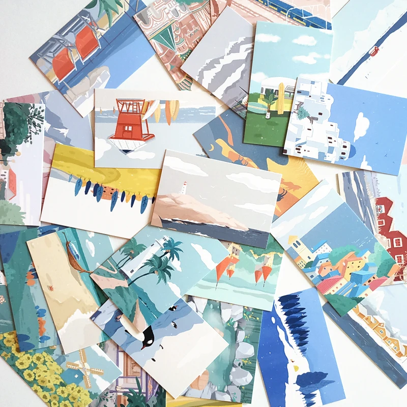 28 Pcs/Set Creative Travel Notes Lomo Card DIY Hand Painted  Birthday Gift Card Message Card 52*80mm