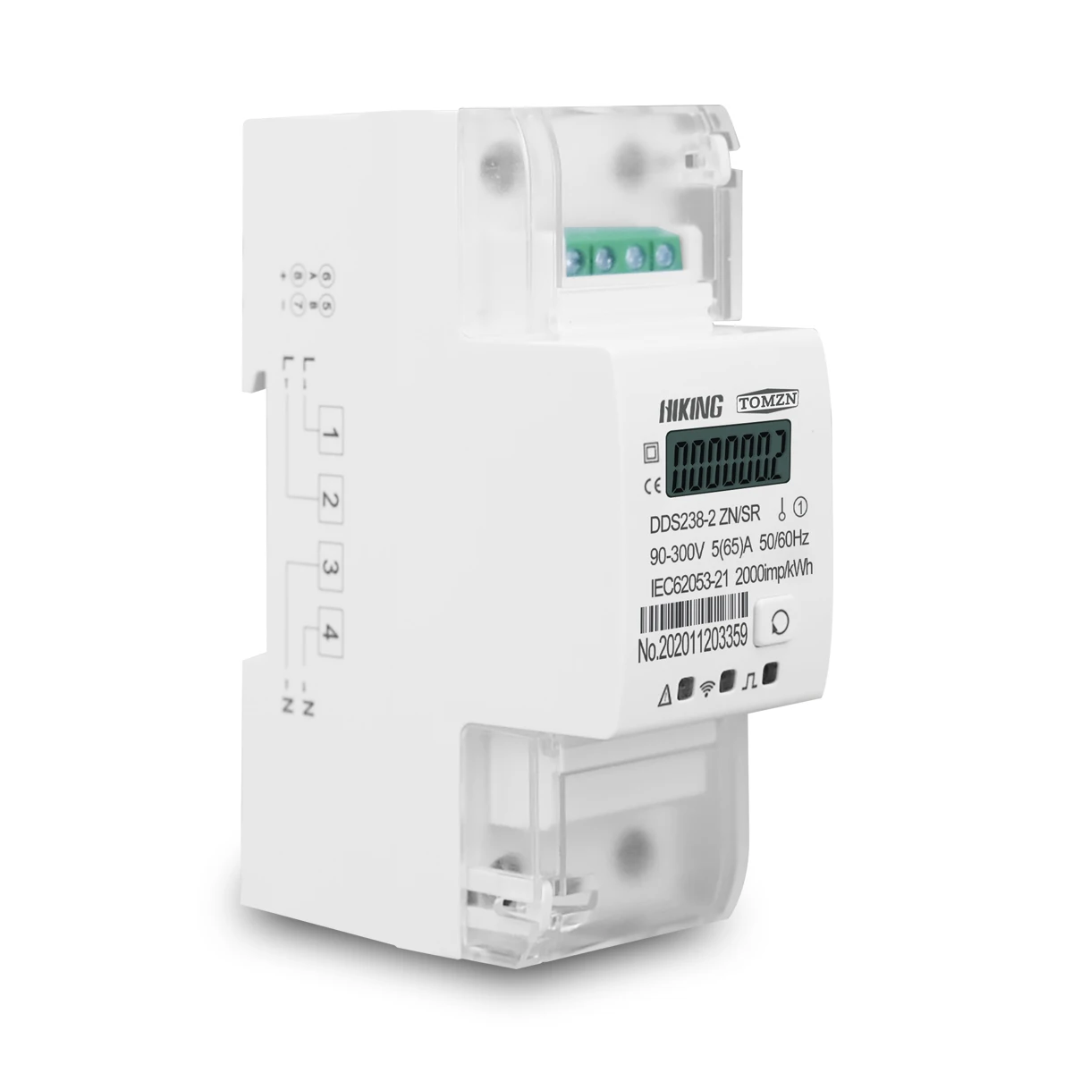 Din rail Single phase Multi function Energy meter 90-300V Kwh MODBUS-RUT Watt hour meter Remote control ON/OFF by Rs485 65A