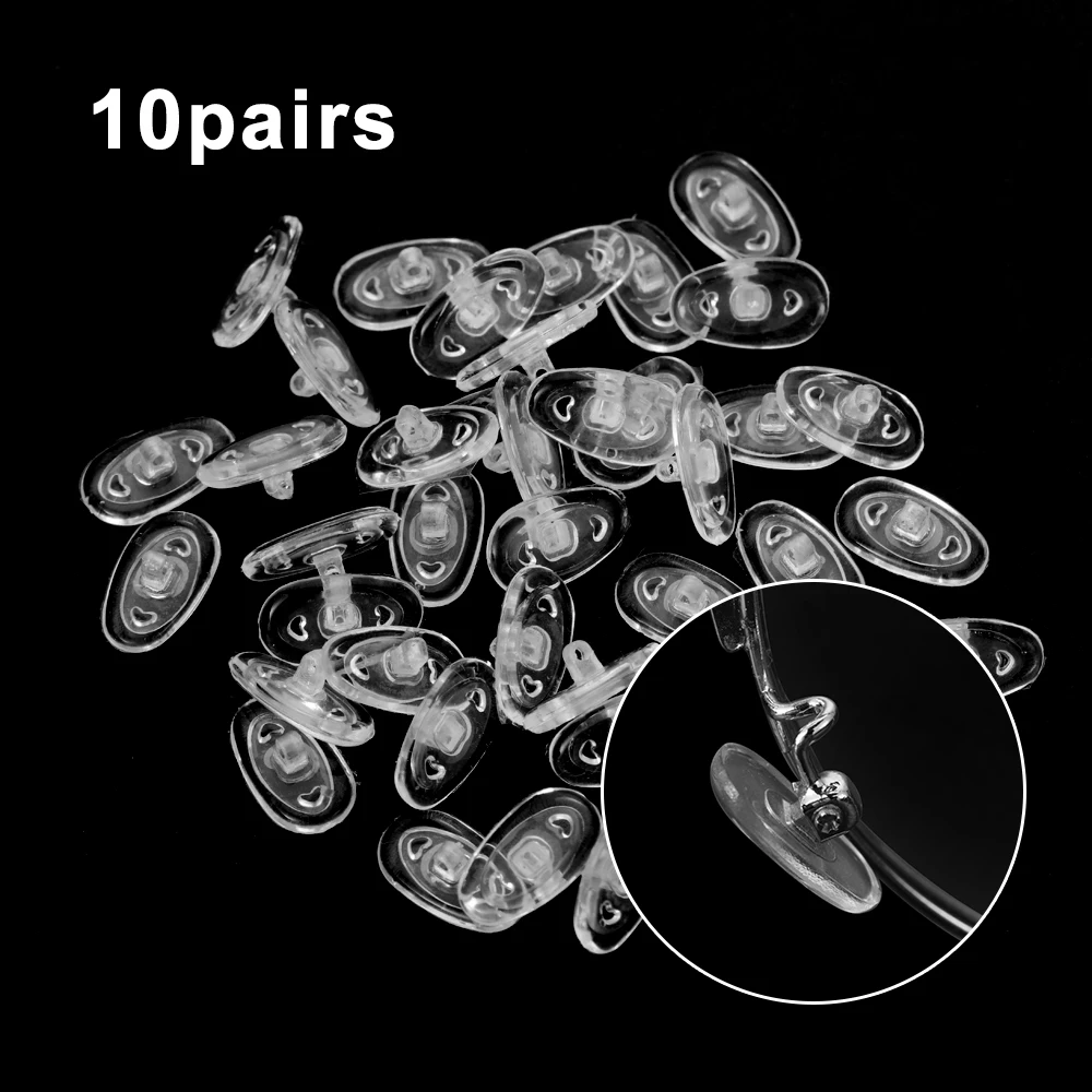 10Pair Extra Soft Silicone Nose Pads For Glasses 13mm Spectacles Non Slip Transparent Screw-in Nosepads Eyewear Accessories