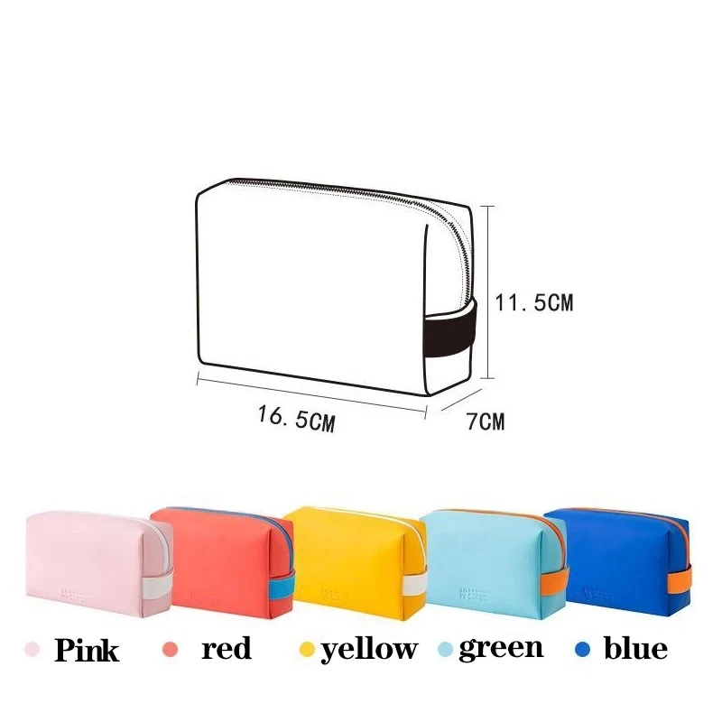 Women Waterproof Cosmetic Bag PU Cute Candy Colors Travel Makeup Bags Woman Portable Make Up Toiletry Storage Bag Organizer Box