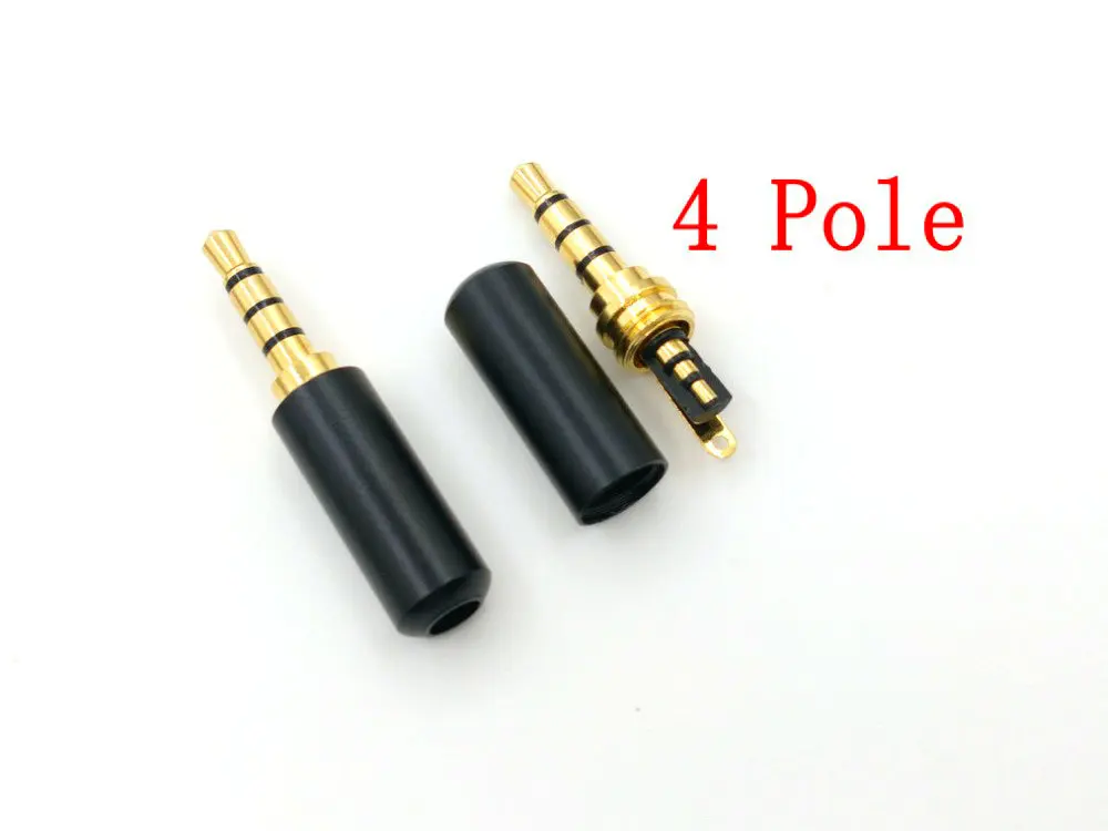 Imagem -03 - Escudo de Alumínio 3.5 mm Plug Jack de Áudio Pólo Pólo Banhado a Ouro Fone Ouvido Adaptador 100 Peças