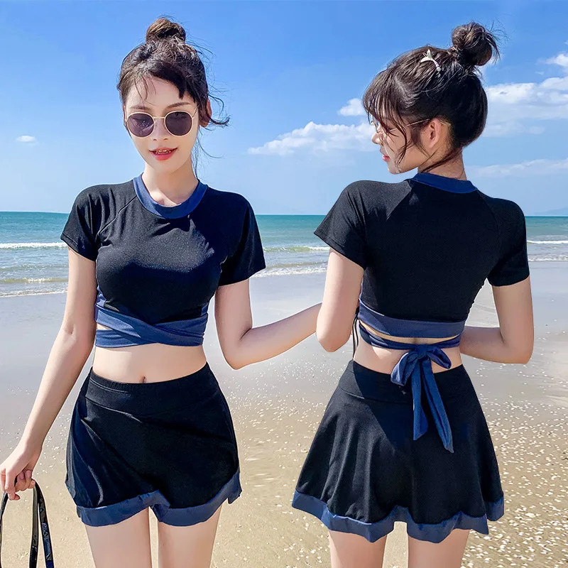 2021 New Summer Korean Sexy Bikinis Bikini Set Two Piece Swimsuit Bathing Suit Women Swimwear Solid Swimming Swimskirt