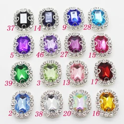 New Style 10pcs Arc Rectangle Rhinestone Acrylic Buttons for Clothing DIY Decorative Crafts Sewing Accessories Metal 20*15mm