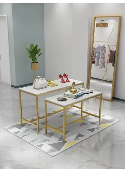 Clothing store display desk, water table, gold display table, shoes, bags, shelves, women's clothing store display shelves, simp