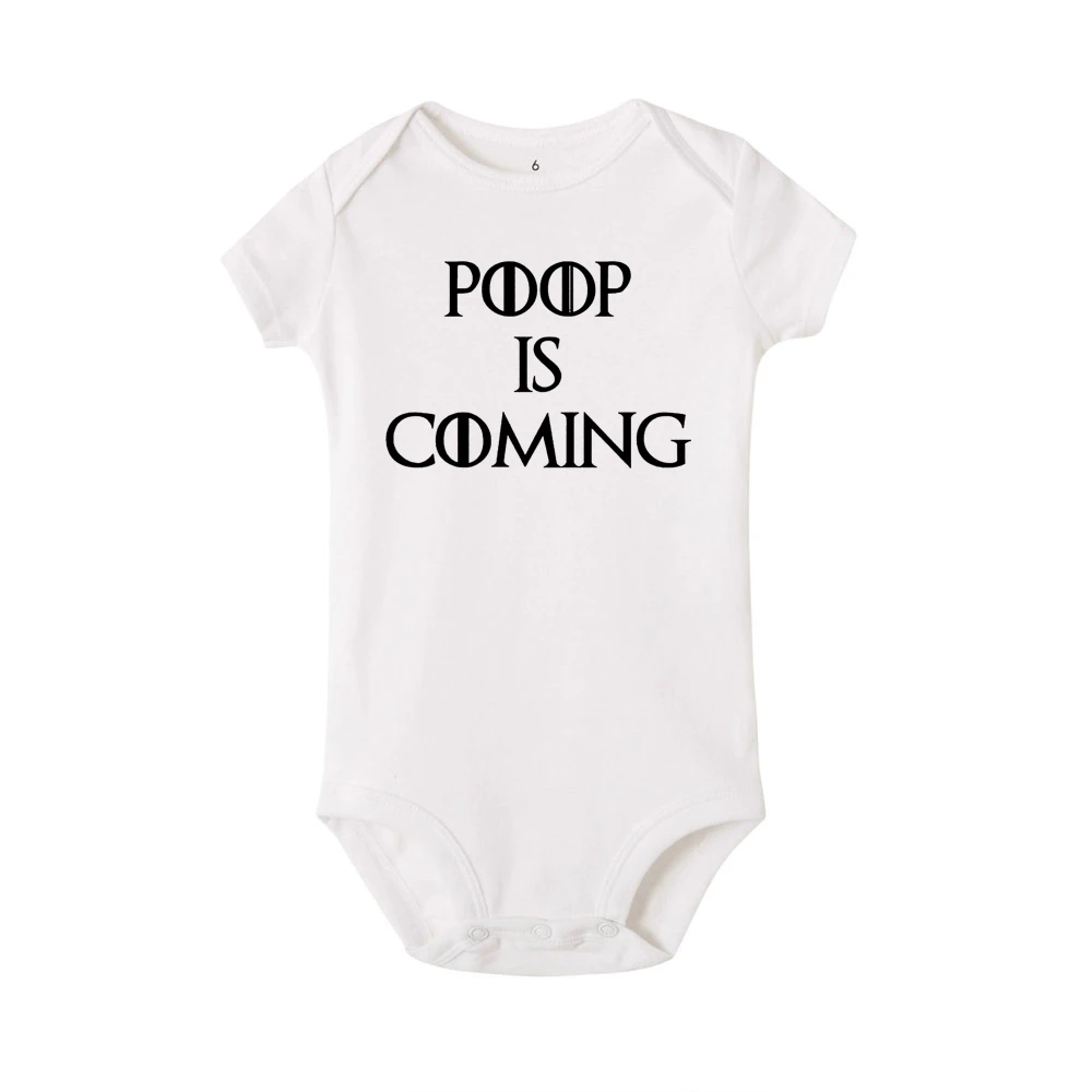 Poop Is Coming Funny Printing Baby Rompers Infant  Boys Girls Cute Romper Short Sleeve Clothes