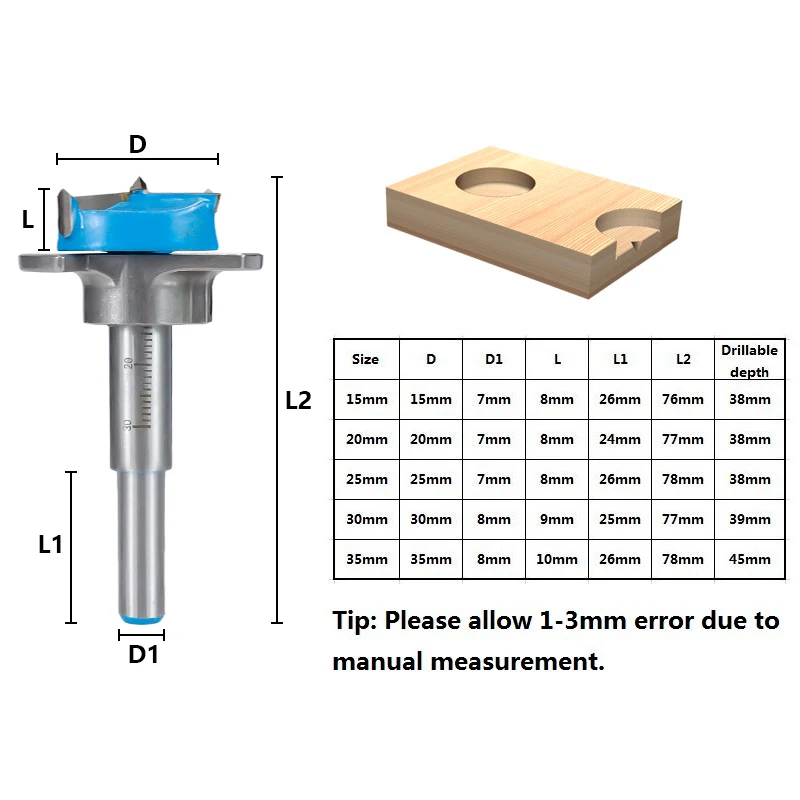 Adjustable Forstner Drill Bit Dia 15 20 25 30 35mm Woodworking Hole Saw Cutter For Power Tools Carbide Drill Bits