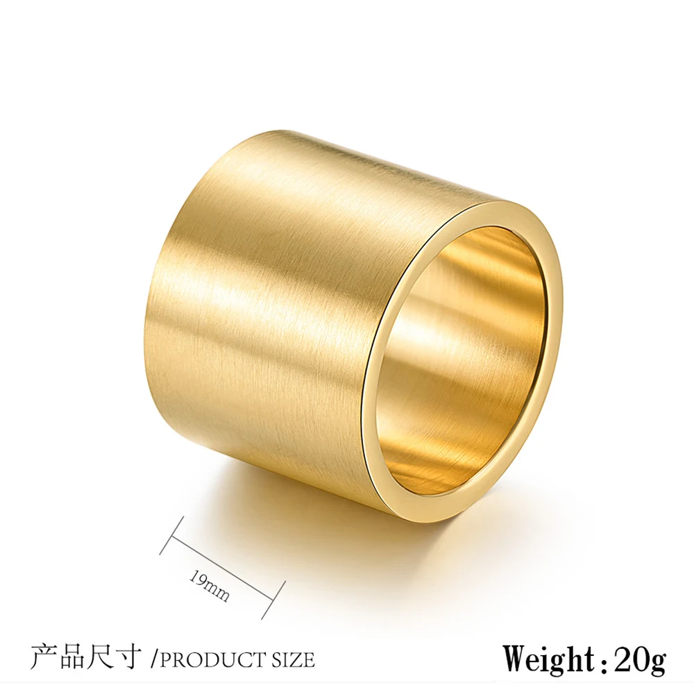 JHSL 19mm Width Big Large Men Statement Thumb Rings Stainless Steel Fashion Jewelry Anniversary Gift Size 7 8 9 10 11 12 13 14