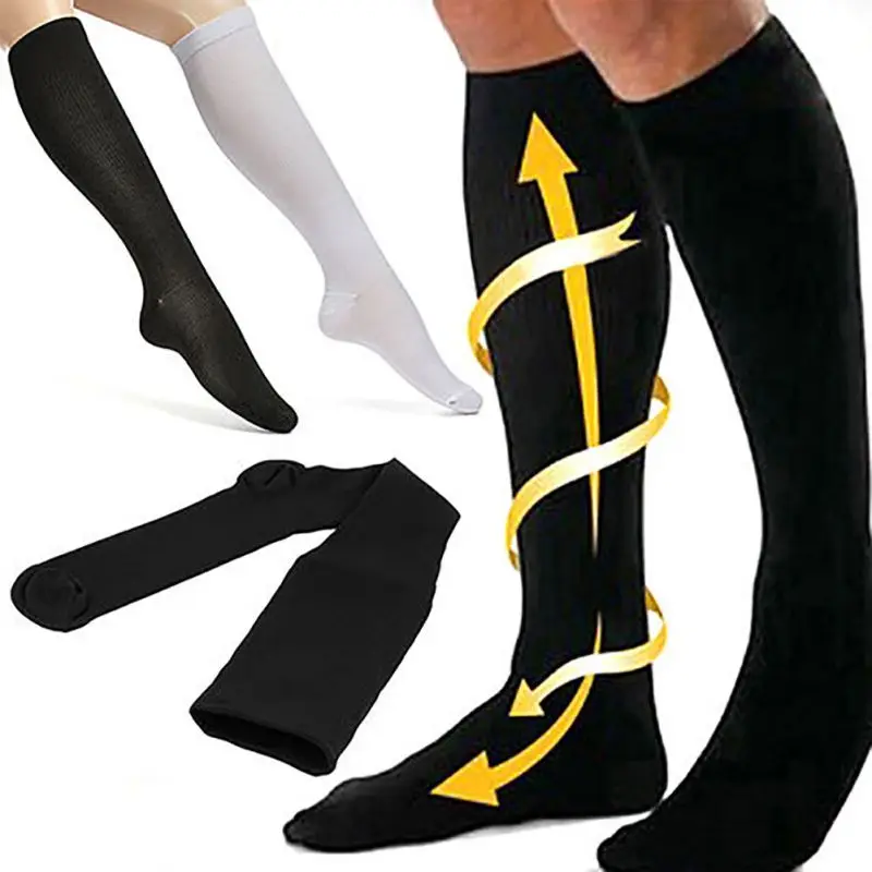 1Pair Sports Thigh-High Compression Stockings Pressure Nylon Varicose Vein Stocking Travel Leg Relief Pain Support Stocks