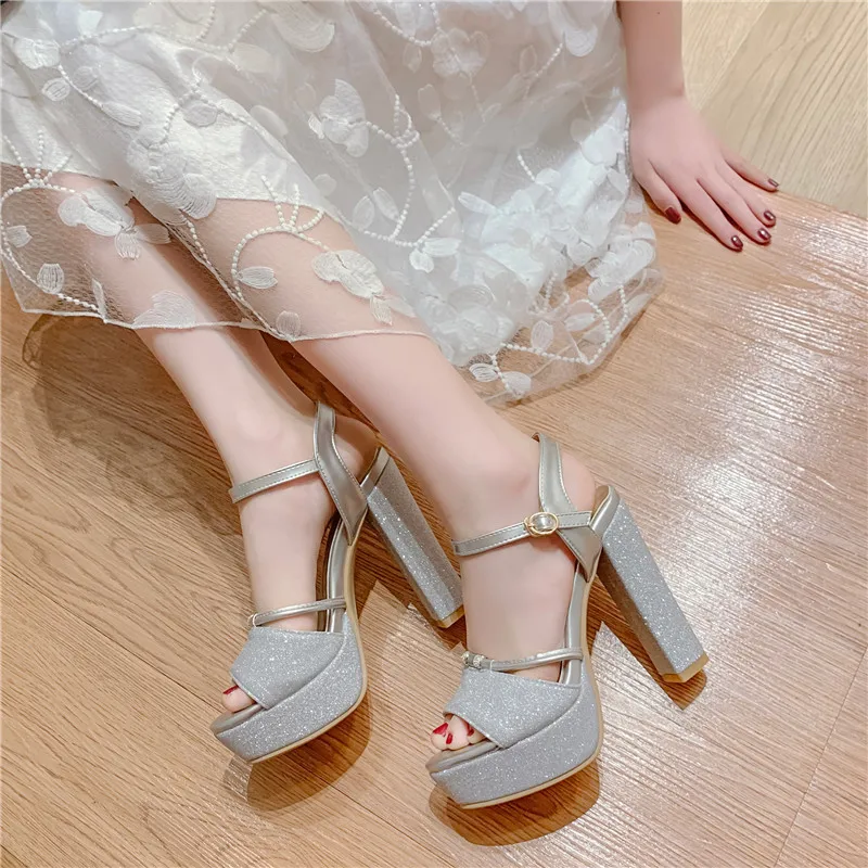 Sgesvier Women sandals 2020 new arrival high heels sandals summer fashion platform elegant women pumps party wedding shoes